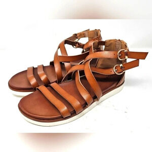 Torrid Sandals Women's 9W Brown Platform Strappy Buckle Zip Open Toe Gladiator